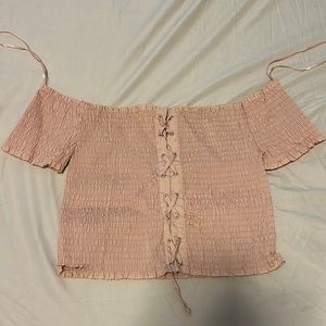 Light Pink Off-the-Shoulder Tie-Up Top